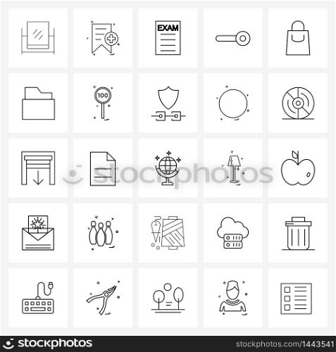 Line Icon Set of 25 Modern Symbols of bag, software, ui, slider, buttons Vector Illustration