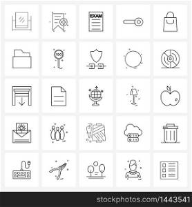 Line Icon Set of 25 Modern Symbols of bag, software, ui, slider, buttons Vector Illustration