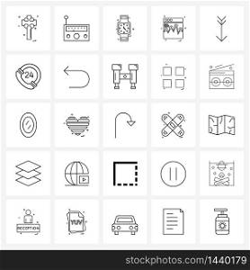 Line Icon Set of 25 Modern Symbols of down, internet, watch, websites, web Vector Illustration