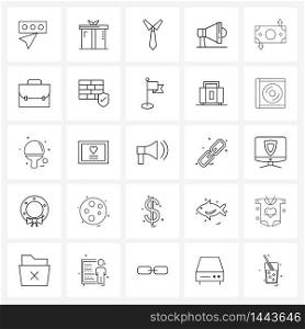Line Icon Set of 25 Modern Symbols of exchange, business, dress, speaker, loud Vector Illustration
