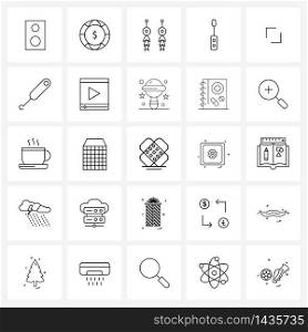 Line Icon Set of 25 Modern Symbols of scale, arrow, engagements, screwdriver, construction Vector Illustration