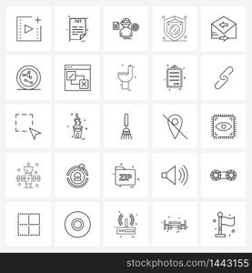 Line Icon Set of 25 Modern Symbols of security, finance, txt, bank, gear Vector Illustration