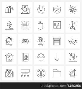 Line Icon Set of 25 Modern Symbols of snowflakes, slots, emoji, gambling, berry Vector Illustration