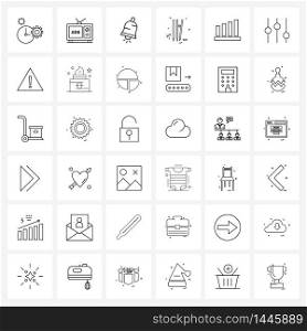 Line Icon Set of 36 Modern Symbols of business, wickets, bell, game, cricket Vector Illustration