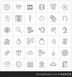 Line Icon Set of 36 Modern Symbols of seven, digital, graph, counter, view Vector Illustration