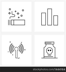 Line Icon Set of 4 Modern Symbols of area, internet, bar chart, wife, bottle Vector Illustration