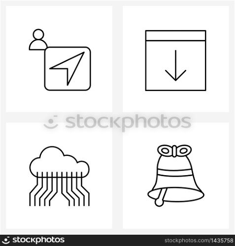 Line Icon Set of 4 Modern Symbols of arrow, cloud, mouse, code, future Vector Illustration