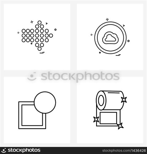 Line Icon Set of 4 Modern Symbols of arrow, notice, ui, button, notify Vector Illustration