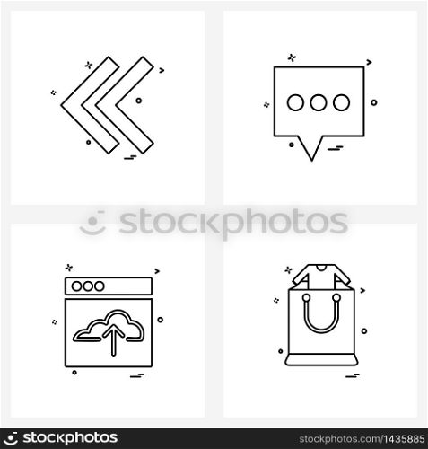 Line Icon Set of 4 Modern Symbols of arrow, web, arrow , chat, websites Vector Illustration