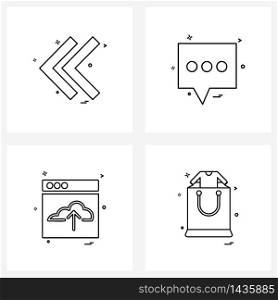 Line Icon Set of 4 Modern Symbols of arrow, web, arrow , chat, websites Vector Illustration