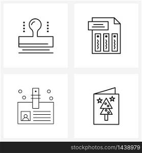 Line Icon Set of 4 Modern Symbols of clone, finance, tool, text, business Vector Illustration