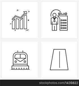 Line Icon Set of 4 Modern Symbols of graph, railway, business, flask, roads Vector Illustration