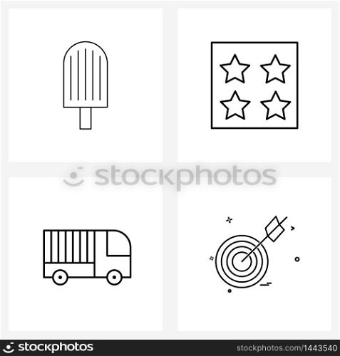 Line Icon Set of 4 Modern Symbols of ice, delivery, star, dressmaking, dart Vector Illustration