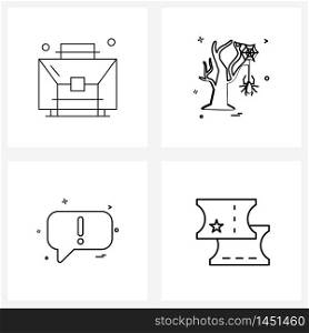 Line Icon Set of 4 Modern Symbols of investment, sms, Halloween, spider, admission Vector Illustration