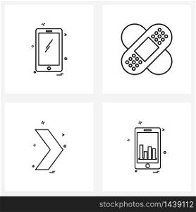 Line Icon Set of 4 Modern Symbols of mobile, direction, smart phone, medical, Vector Illustration