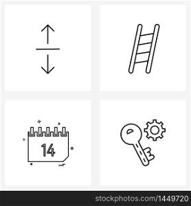 Line Icon Set of 4 Modern Symbols of resize, love, up, stepladder, valentine&rsquo;s day Vector Illustration