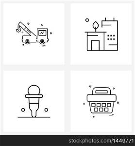 Line Icon Set of 4 Modern Symbols of truck, healthcare, travel, eco, picker Vector Illustration
