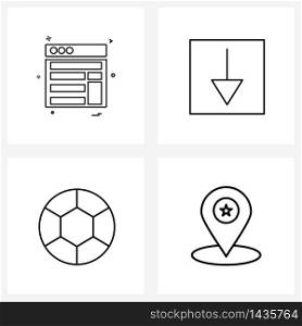 Line Icon Set of 4 Modern Symbols of web, sport, internet, download, Christmas Vector Illustration
