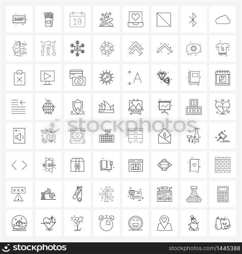 Line Icon Set of 64 Modern Symbols of closed, heart, event, love, fire Vector Illustration