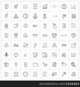 Line Icon Set of 64 Modern Symbols of cloud, city, camping, park, phone Vector Illustration