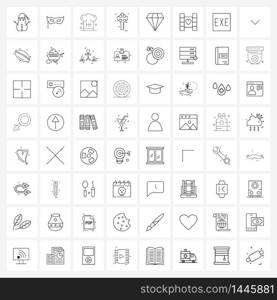 Line Icon Set of 64 Modern Symbols of diamond, Christian, fashion, prey, religion Vector Illustration