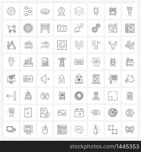 Line Icon Set of 64 Modern Symbols of graphic, webcam, bistro, pc, computer Vector Illustration
