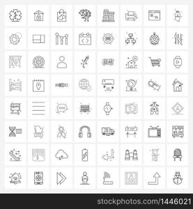 Line Icon Set of 64 Modern Symbols of hotel, building, shopping bag, architecture, ic Vector Illustration