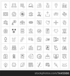 Line Icon Set of 64 Modern Symbols of logistics, ship, lock, Christmas, Santa clause hat Vector Illustration