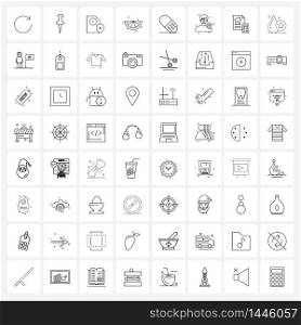 Line Icon Set of 64 Modern Symbols of medicine, capsule, file, lemon, food Vector Illustration