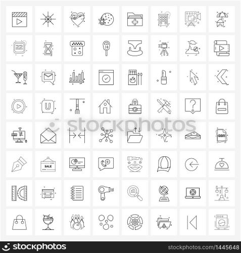 Line Icon Set of 64 Modern Symbols of medicine, folder, love, medical folder, Halloween Vector Illustration
