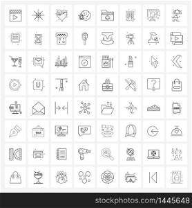 Line Icon Set of 64 Modern Symbols of medicine, folder, love, medical folder, Halloween Vector Illustration