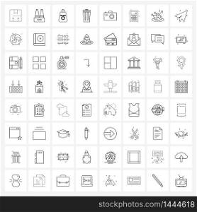 Line Icon Set of 64 Modern Symbols of photography, camera, lotion, trash, garbage Vector Illustration