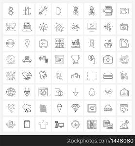 Line Icon Set of 64 Modern Symbols of religious, six, tool, minutes, half Vector Illustration