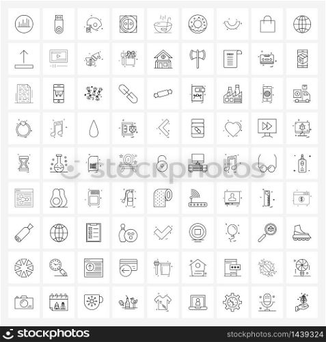 Line Icon Set of 81 Modern Symbols of dishes, energy, helmet, electric, eco Vector Illustration