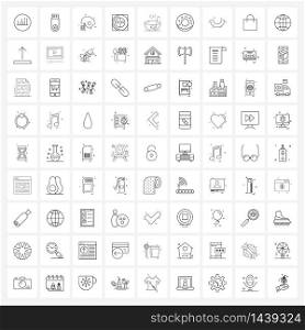 Line Icon Set of 81 Modern Symbols of dishes, energy, helmet, electric, eco Vector Illustration