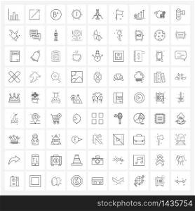 Line Icon Set of 81 Modern Symbols of science, chemical beaker, info, user interface Vector Illustration
