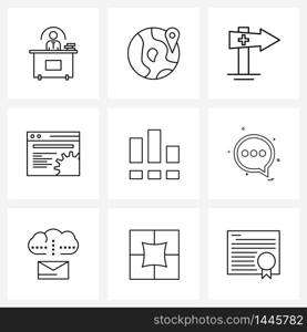 Line Icon Set of 9 Modern Symbols of control, gear, medical, web, setting website Vector Illustration