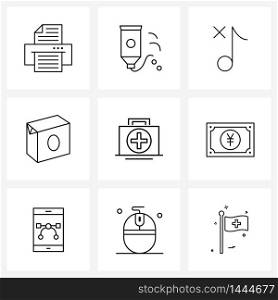 Line Icon Set of 9 Modern Symbols of kid, meal, tube, food, milk pack Vector Illustration