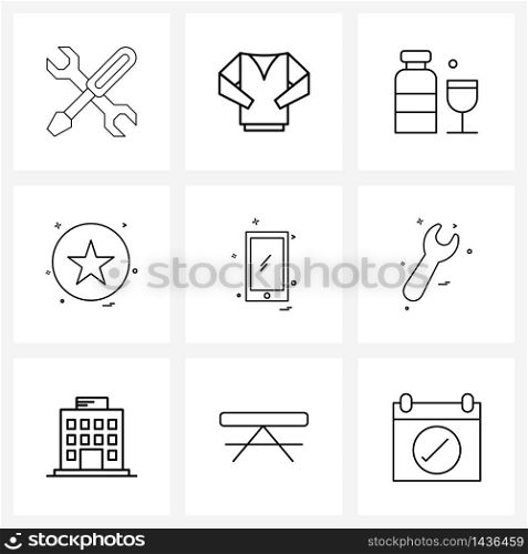 Line Icon Set of 9 Modern Symbols of police, badge, buy, star, drink Vector Illustration