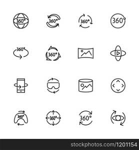 Line icon set of camera 360 symbol