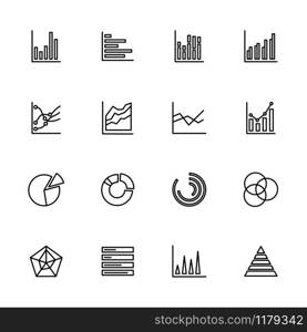 Line icon set of graphic chart diagram. Editable stroke vector, isolated at white background