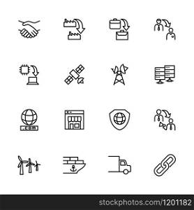 Line icon set related to business to business sample. Editable stroke vector, isolated at white background