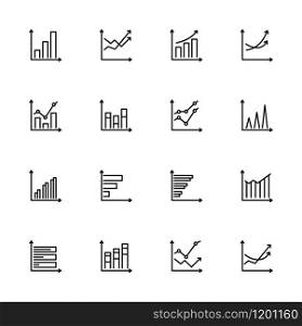 Line icon set related to economical or business growth graphic chart illustration. Editable stroke vector, isolated at white background
