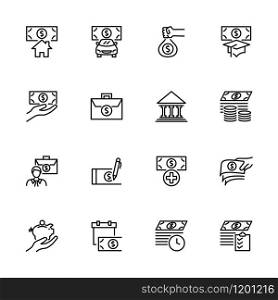 Line icon set related to fund and financing. Editable stroke vector. Pixel perfect. Isolated at white background