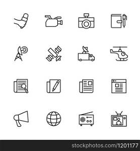 Line icon set related to news , news activity, reporting activity and news media. editable stroke vector, isolated at white background