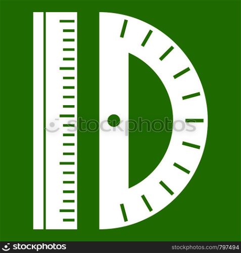 Line icon white isolated on green background. Vector illustration. Line icon green