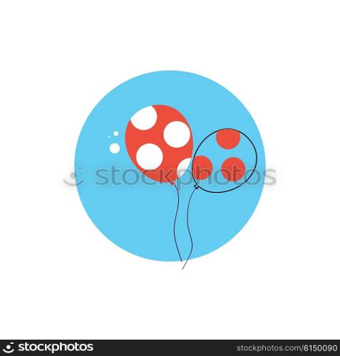 Line Icon with Flat Graphics Element of Balloons Vector Illustration EPS10. Line Icon with Flat Graphics Element of Balloons Vector Illustra