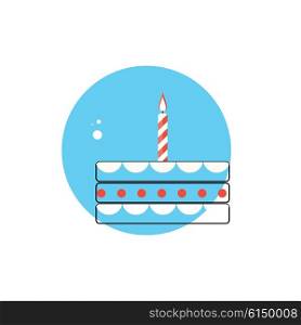 Line Icon with Flat Graphics Element of Birthday Cake Vector Illustration EPS10. Line Icon with Flat Graphics Element of Birthday Cake Vector Ill