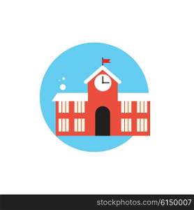 Line Icon with Flat Graphics Element of School Building Vector Illustration EPS10. Line Icon with Flat Graphics Element of School Building Vector I