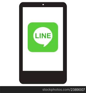 Line messager app chat icon on white background. mobile chat app. flat style.